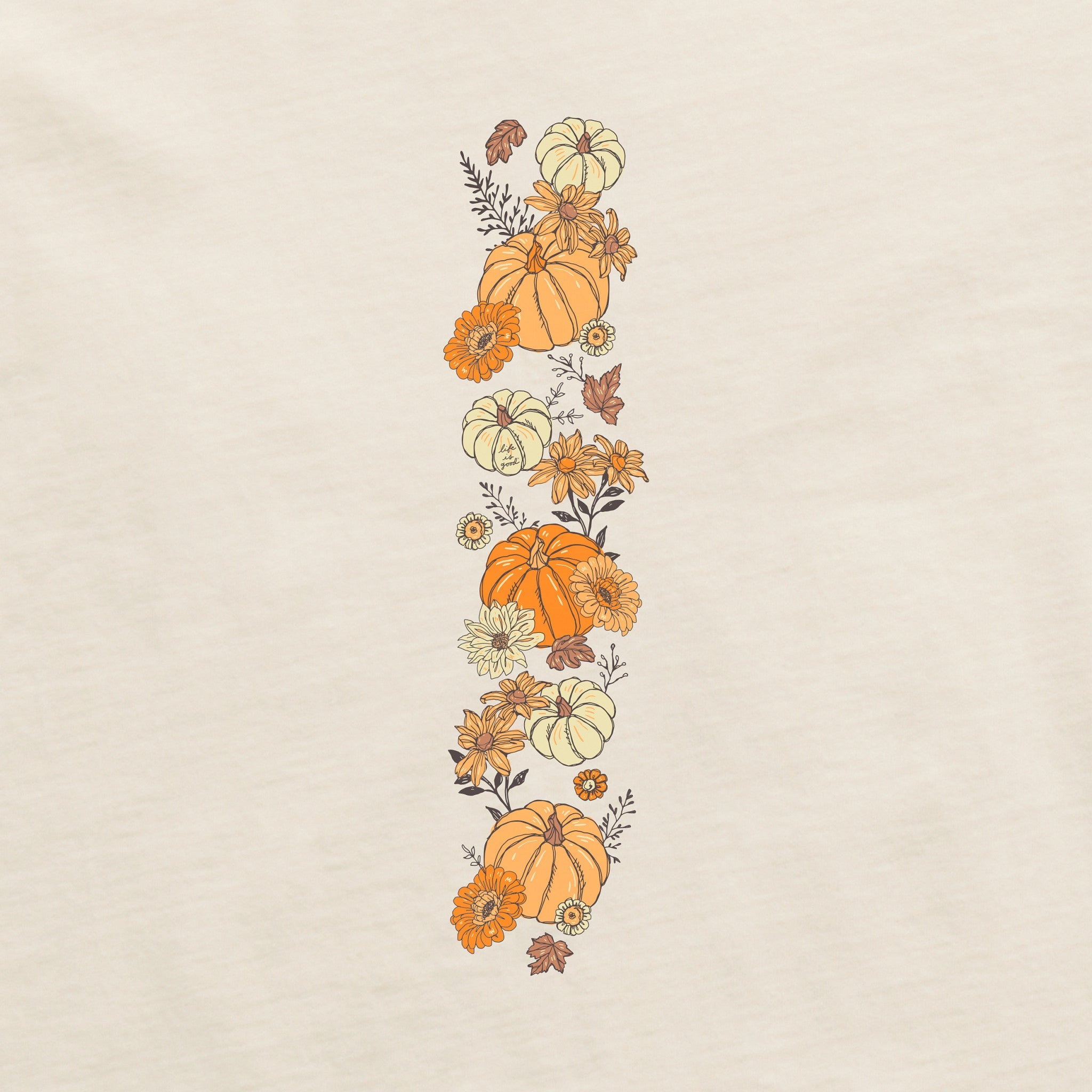 Women's Autumn Floral Pumpkins Long Sleeve Crusher Boxy Tee