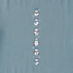 Women's Cute Snowmen Long Sleeve Crusher Boxy Tee
