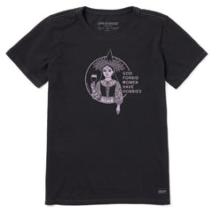 Women's Flower Hobbies Short Sleeve Crusher Tee