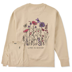 Adult Unisex Life is Good Butterfly Garden Every Wear Crew Sweatshirt