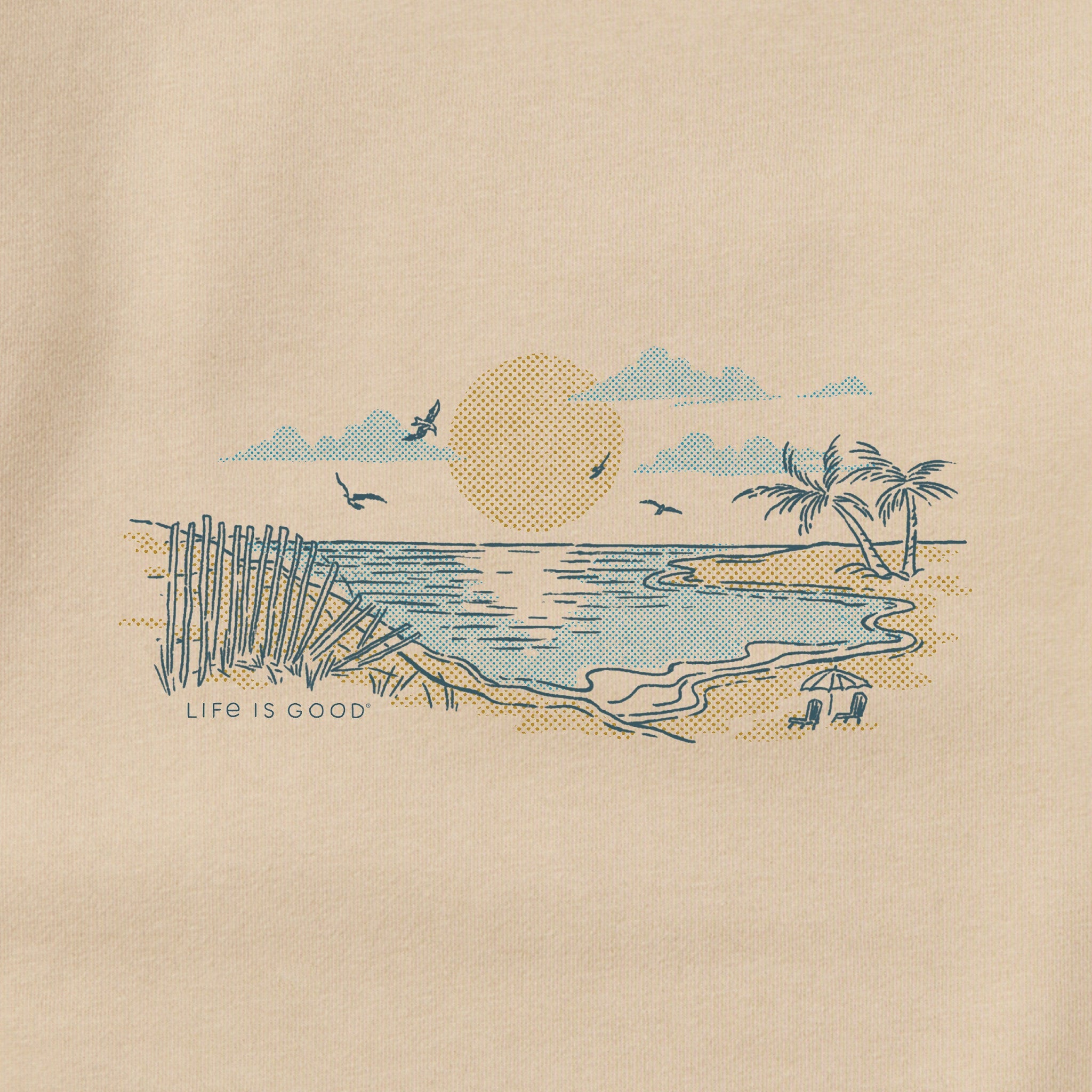 Adult Unisex Halftone Beach Vibes Every Wear Crew Sweatshirt