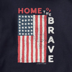 Adult Unisex Home of the Brave Raggedy Flag Every Wear Crew Sweatshirt