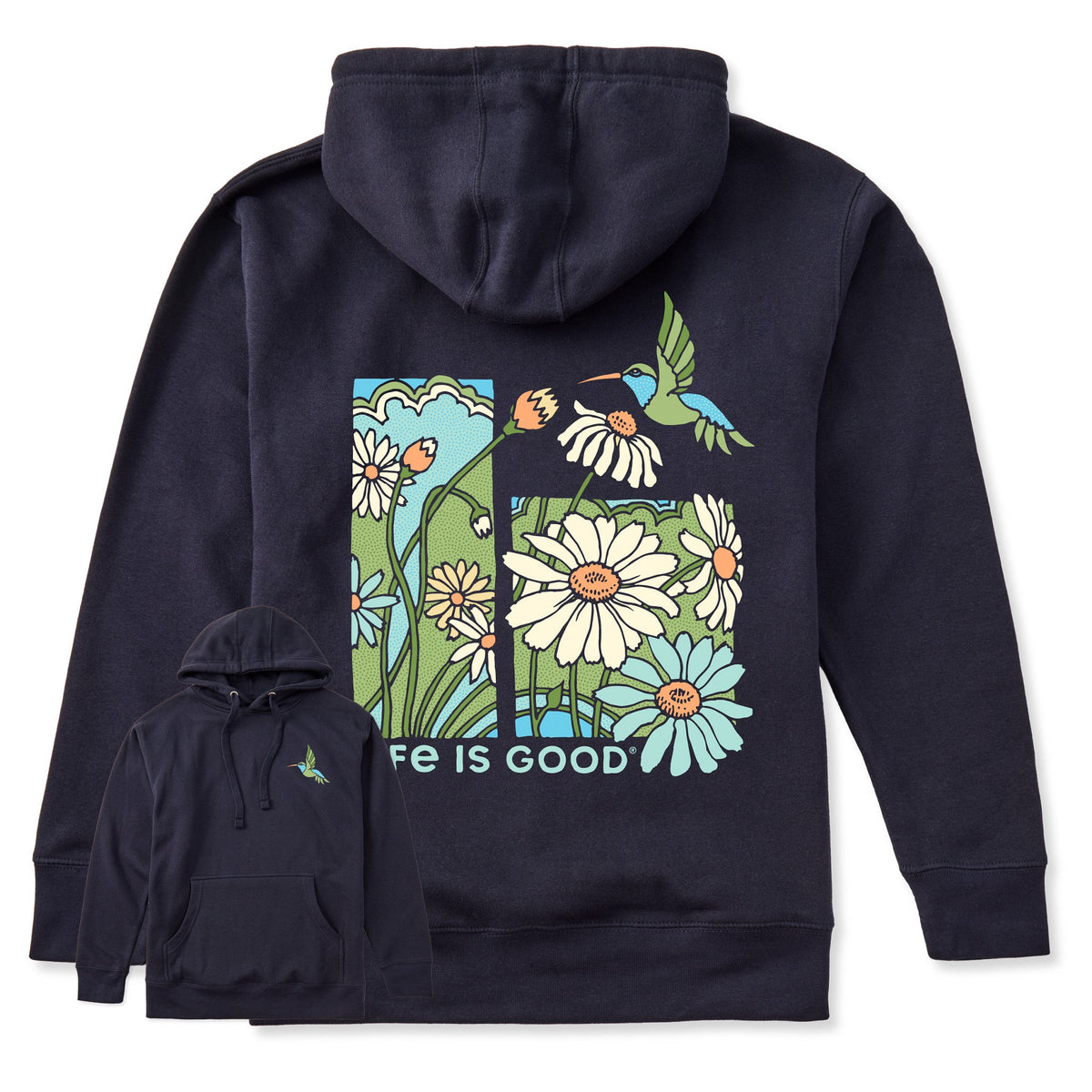 Adult Unisex Life is Good Hummingbird Every Wear Hoodie Sweatshirt