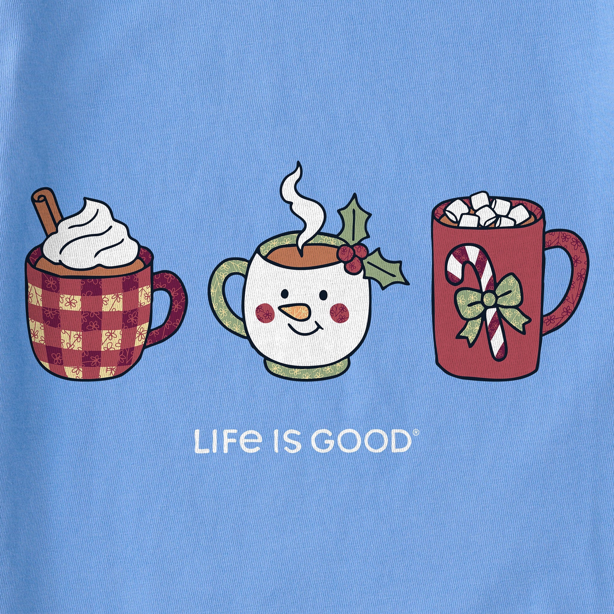 Women's Christmas Mug Trio Long Sleeve Crusher Vee