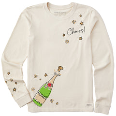 Women's Cheers Champagne Pop Long Sleeve Crusher Tee
