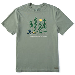 Men's Hiking through the Woods Not Working Short Sleeve Crusher Tee
