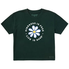 Women's Kindness is Free Daisy Short Sleeve Crusher Boxy Tee