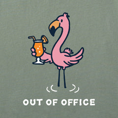 Women's Flamingo Cocktail Out of Office Short Sleeve Crusher Boxy Tee