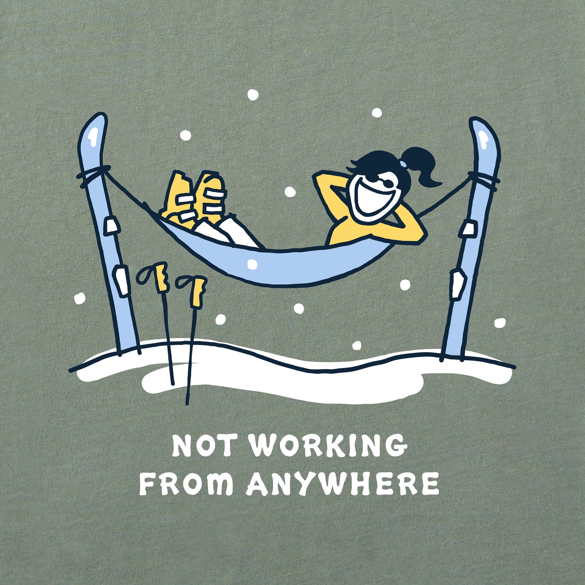 Women's Jackie Ski Hammock Not Working Short Sleeve Crusher Boxy Tee