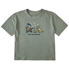 Women's Jackie & Rocket Camp Out of Office Short Sleeve Crusher Boxy Tee