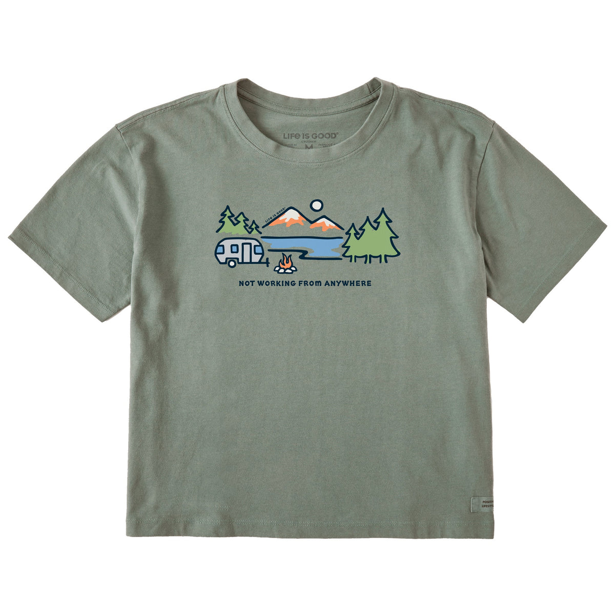 Women's Lakeside Camper Not Working Short Sleeve Crusher Boxy Tee