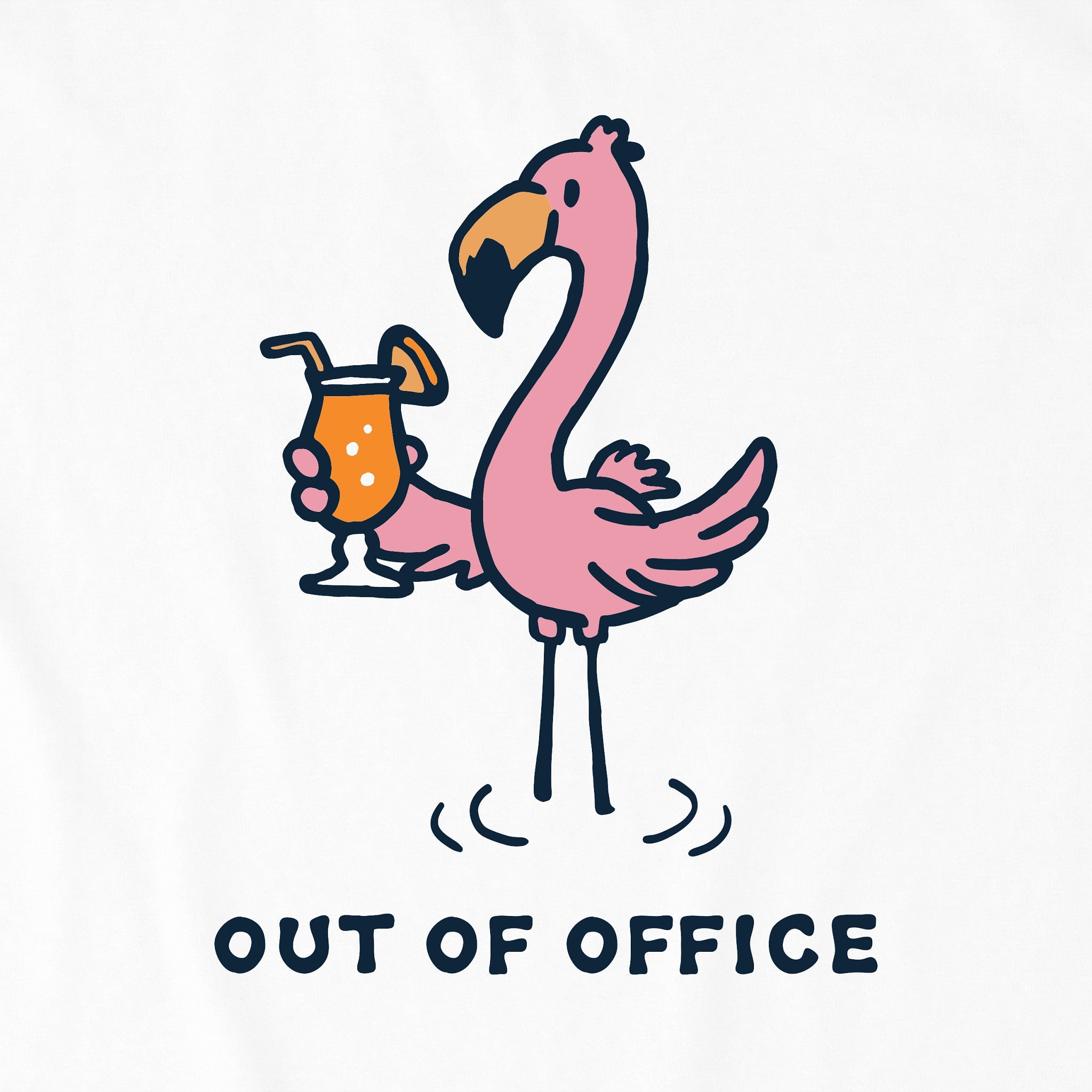 Women's Flamingo Cocktail Out of Office Short Sleeve Crusher Boxy Tee