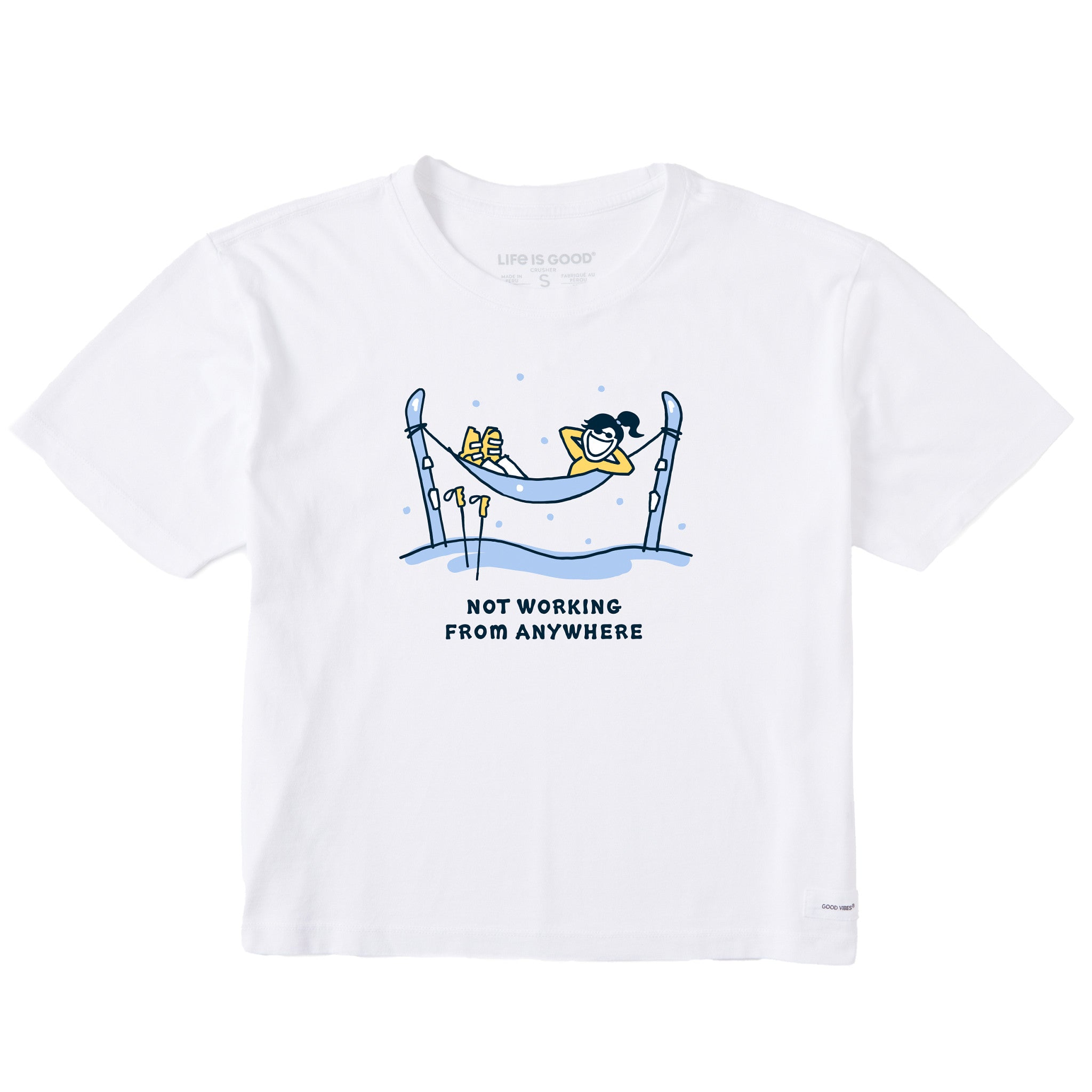 Women's Jackie Ski Hammock Not Working Short Sleeve Crusher Boxy Tee