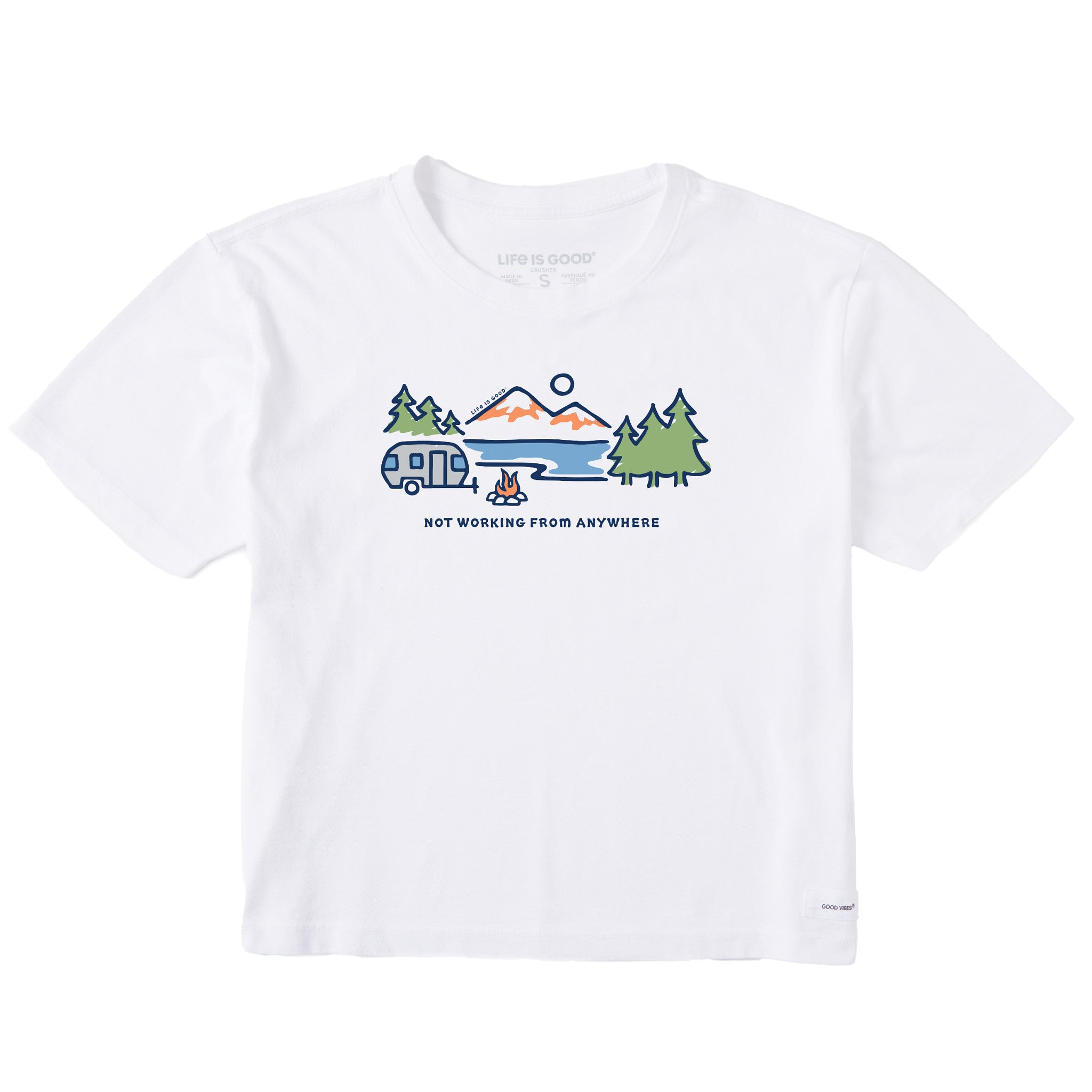 Women's Lakeside Camper Not Working Short Sleeve Crusher Boxy Tee