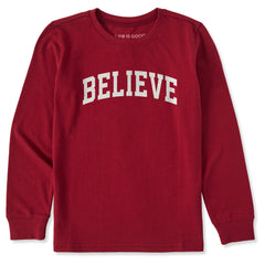 Kids Believe Arch Long Sleeve Crusher Tee