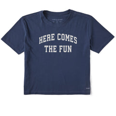 Women's Here Comes the Fun Arch Short Sleeve Crusher Boxy Tee