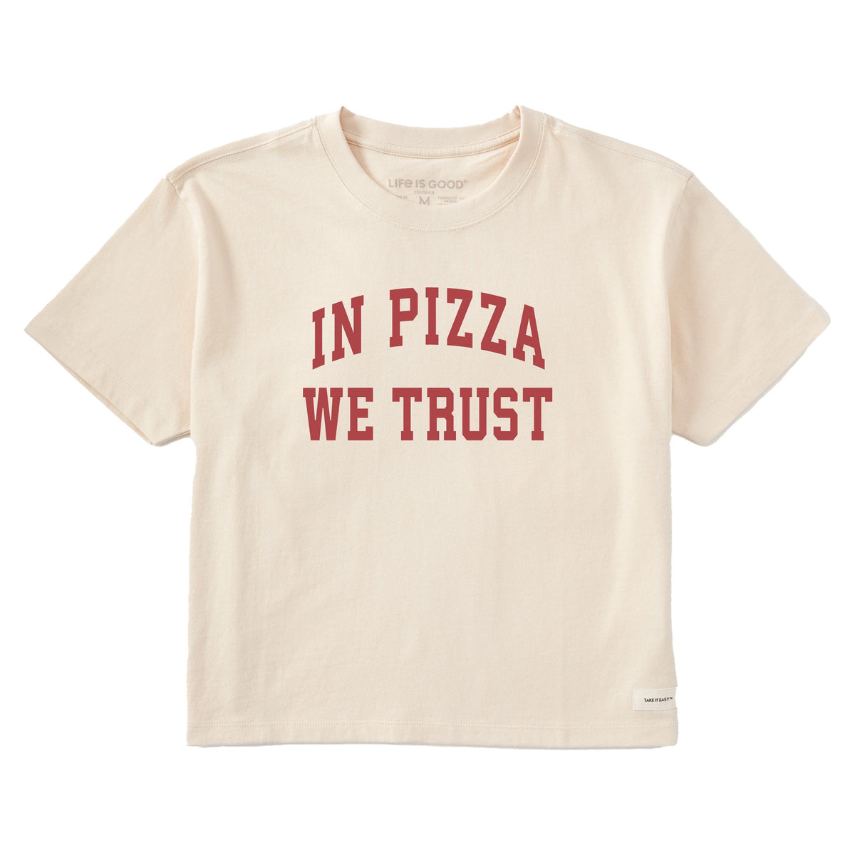 Women's In Pizza We Trust Arch Short Sleeve Crusher Boxy Tee