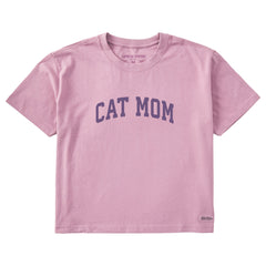 Women's Cat Mom Arch Short Sleeve Crusher Boxy Tee
