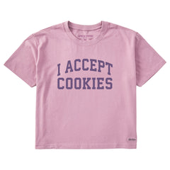 Women's I Accept Cookies Arch Short Sleeve Crusher Boxy Tee