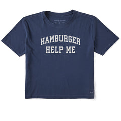 Women's Hamburger Help Me Arch Short Sleeve Crusher Boxy Tee