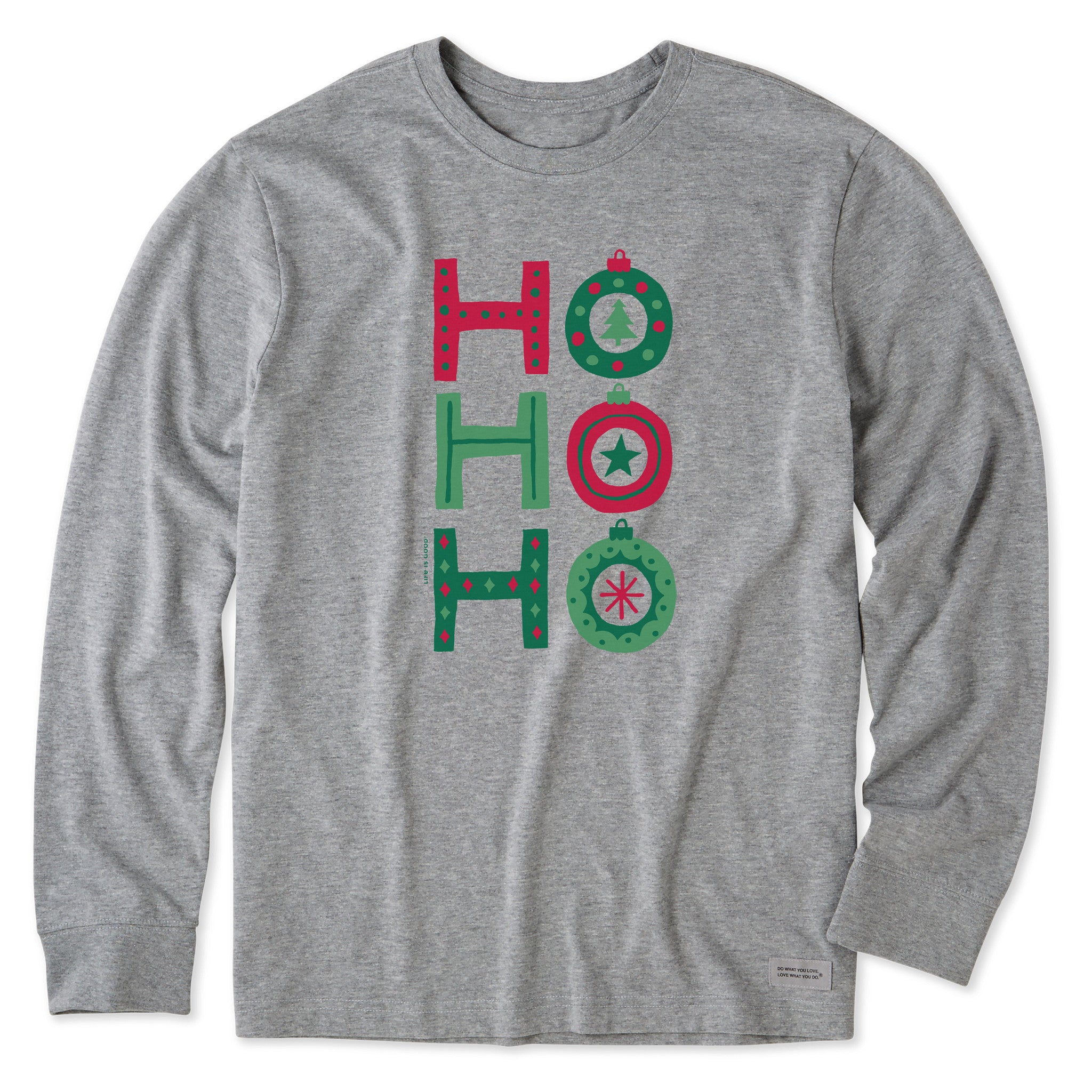 Men's Ho Ho Ho Ornaments Long Sleeve Crusher Tee