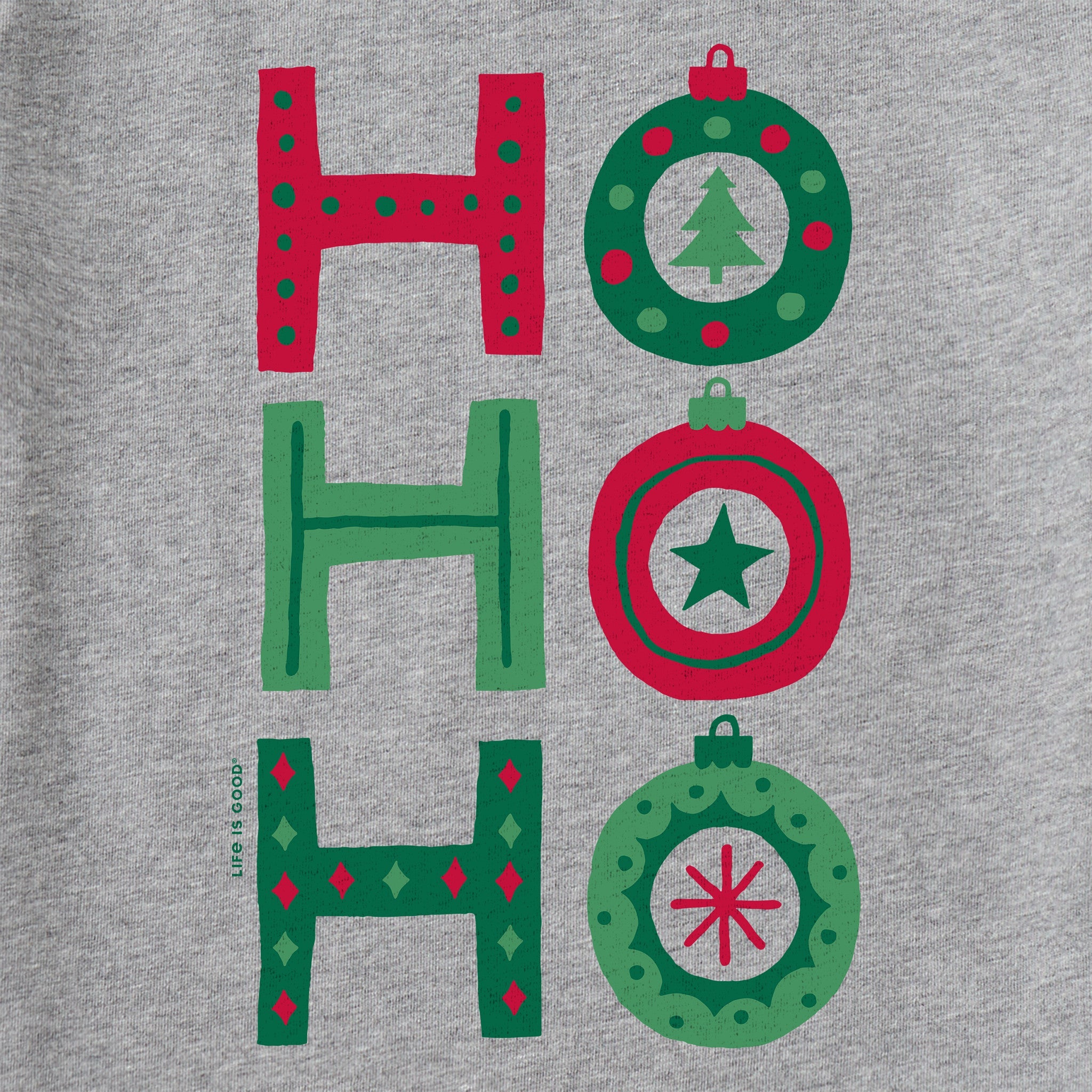 Men's Ho Ho Ho Ornaments Long Sleeve Crusher Tee