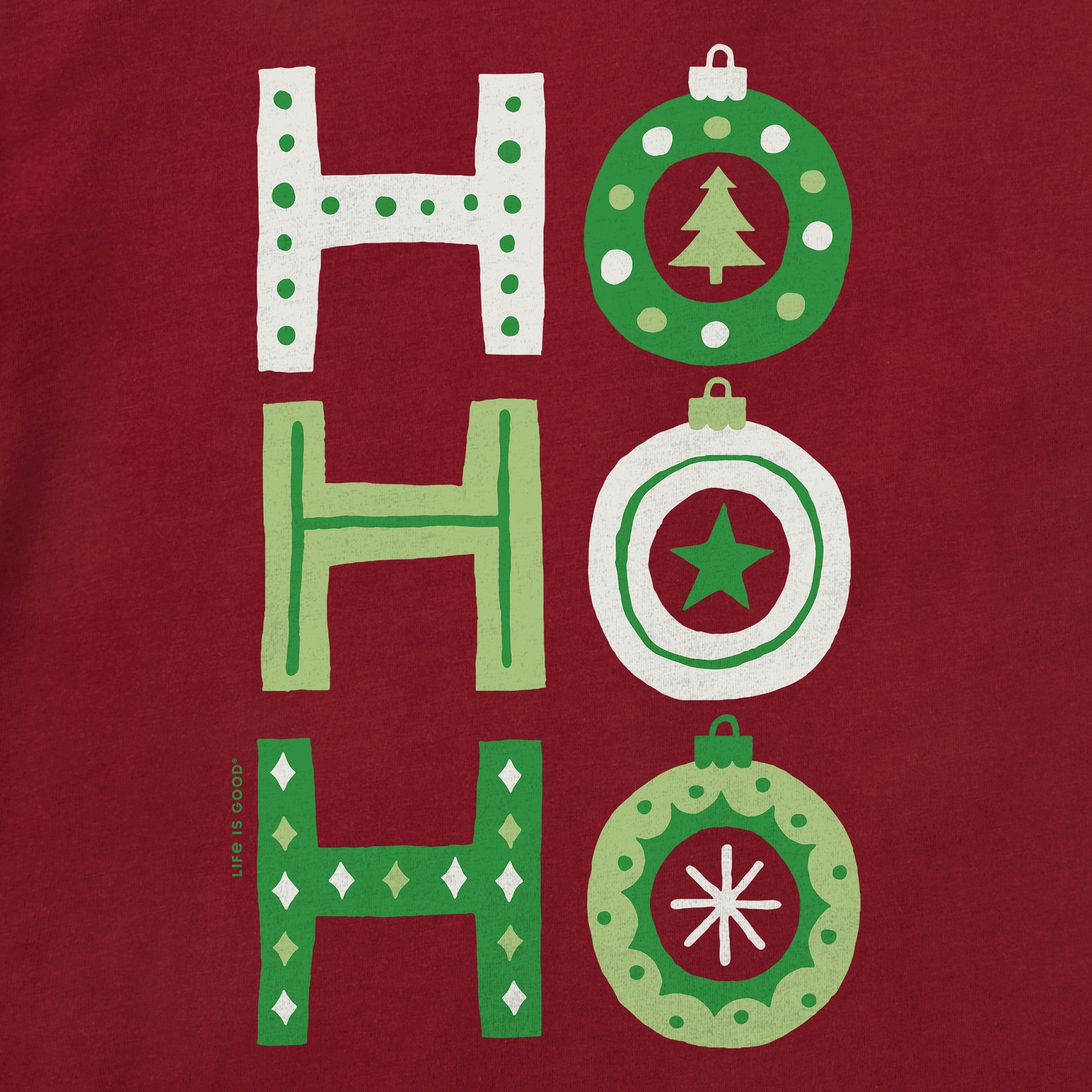 Men's Ho Ho Ho Ornaments Long Sleeve Crusher Tee