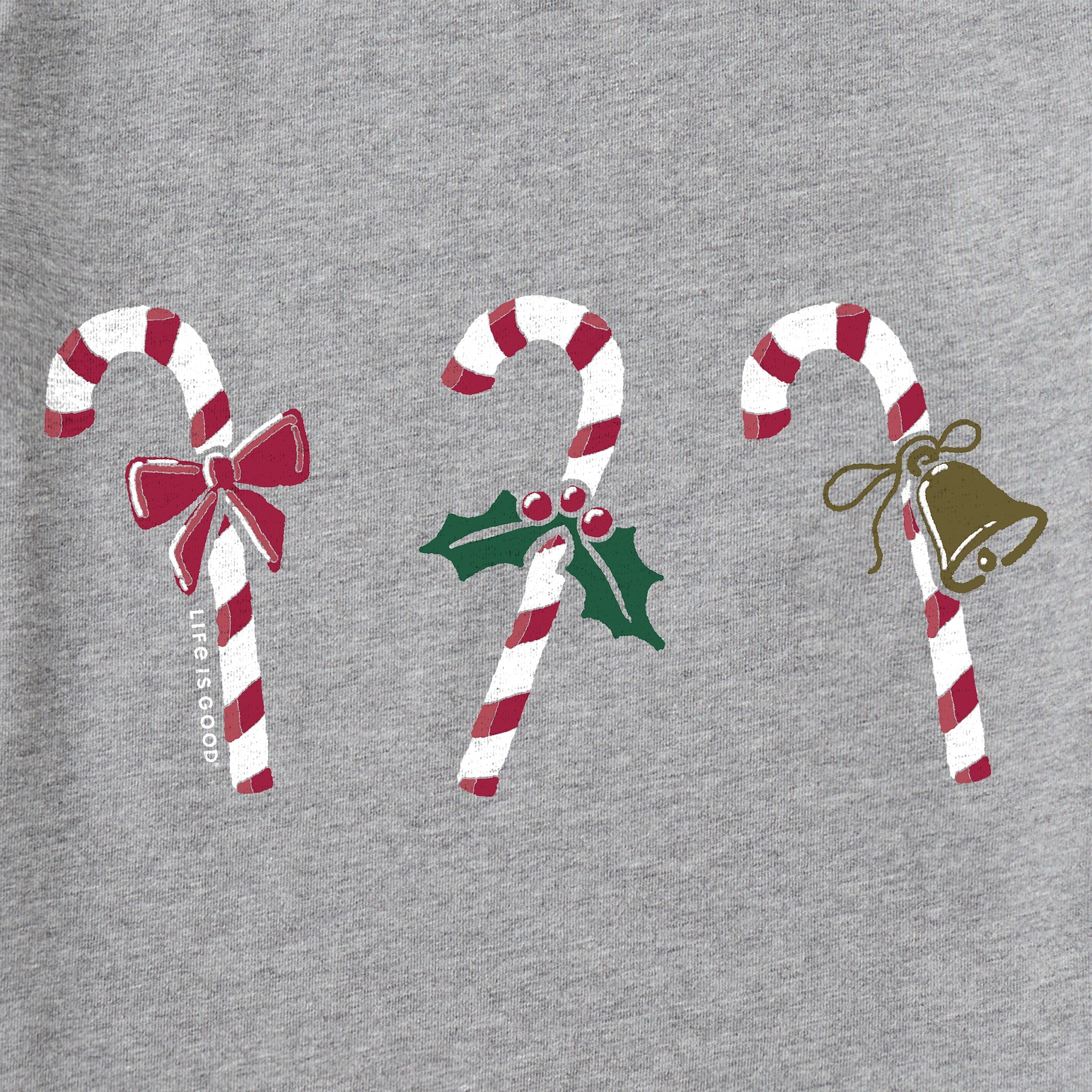 Women's Candy Cane Trio Long Sleeve Crusher Vee