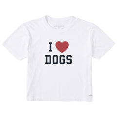Women's I Heart Dogs Arch Short Sleeve Crusher Boxy Tee