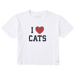 Women's I Heart Cats Arch Short Sleeve Crusher Boxy Tee