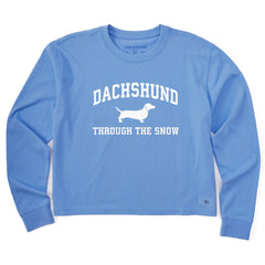 Women's Dachshunds Snow Arch Long Sleeve Crusher Boxy Tee