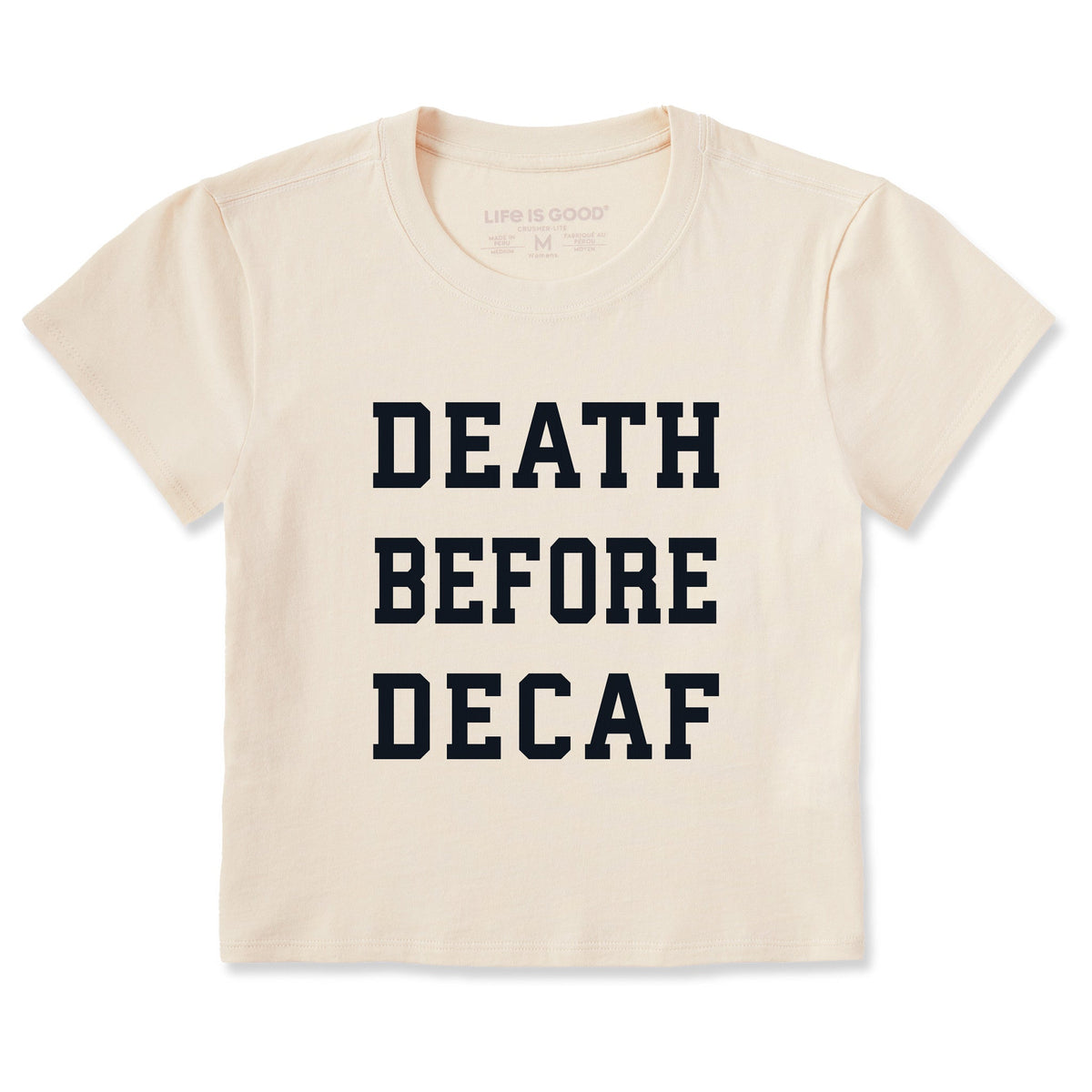 Women's Death Before Decaf Arch Crusher-LITE Shrunken Tee