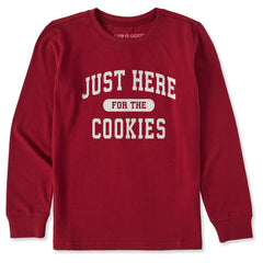 Kids Just Here for the Cookies Long Sleeve Crusher Tee