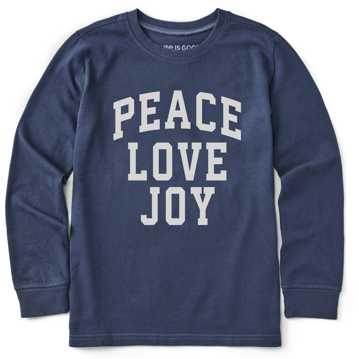 Kids Peace Love Joy Arch Long Sleeve Crusher Tee