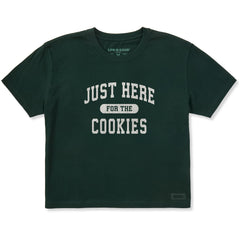 Women's Just Here for the Cookies Short Sleeve Crusher Boxy Tee