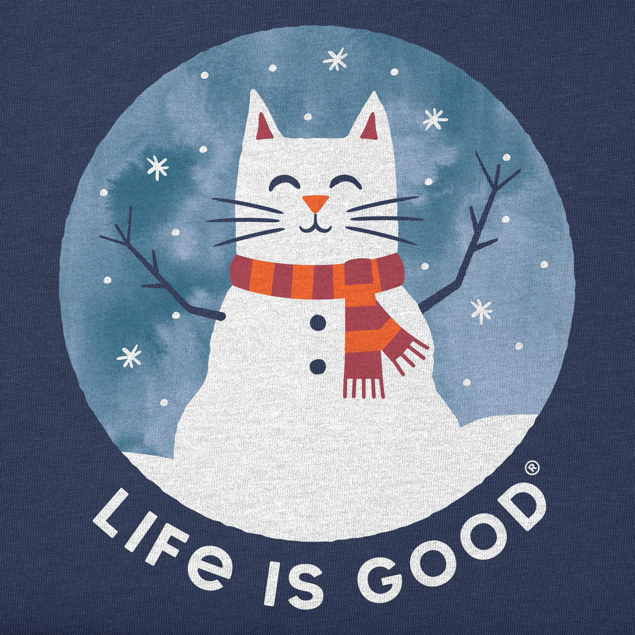 Kids Snowman Cat Long Sleeve Crusher Tee