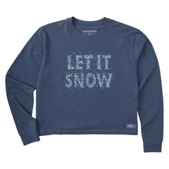 Women's Let it Snow Sparkle Long Sleeve Crusher Boxy Tee