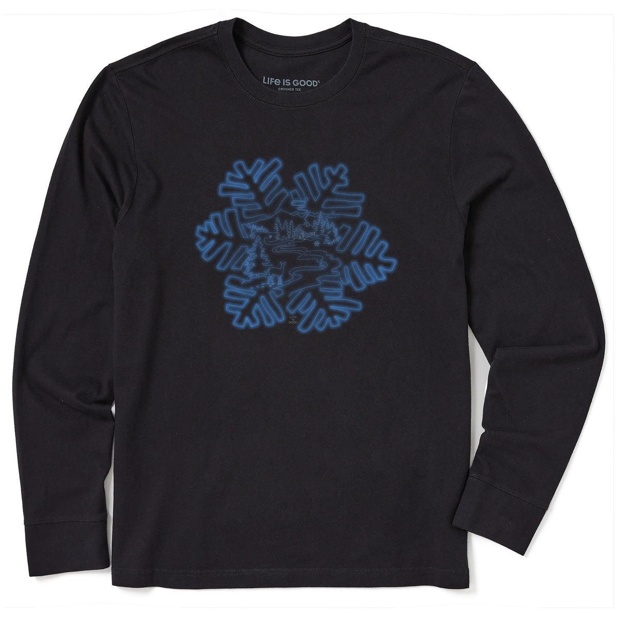 Men's Snowflake Cabin Long Sleeve Crusher Tee