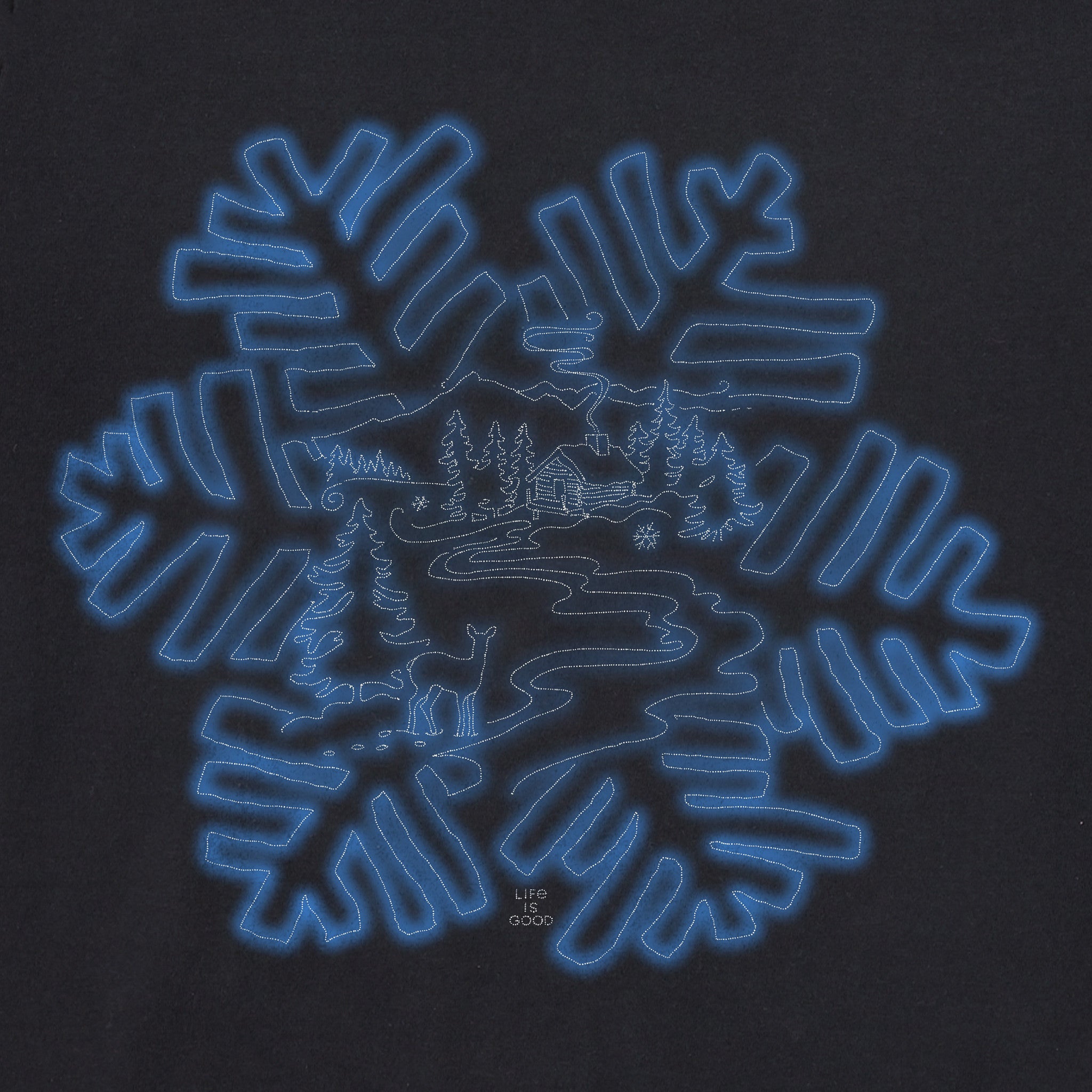 Men's Snowflake Cabin Long Sleeve Crusher Tee