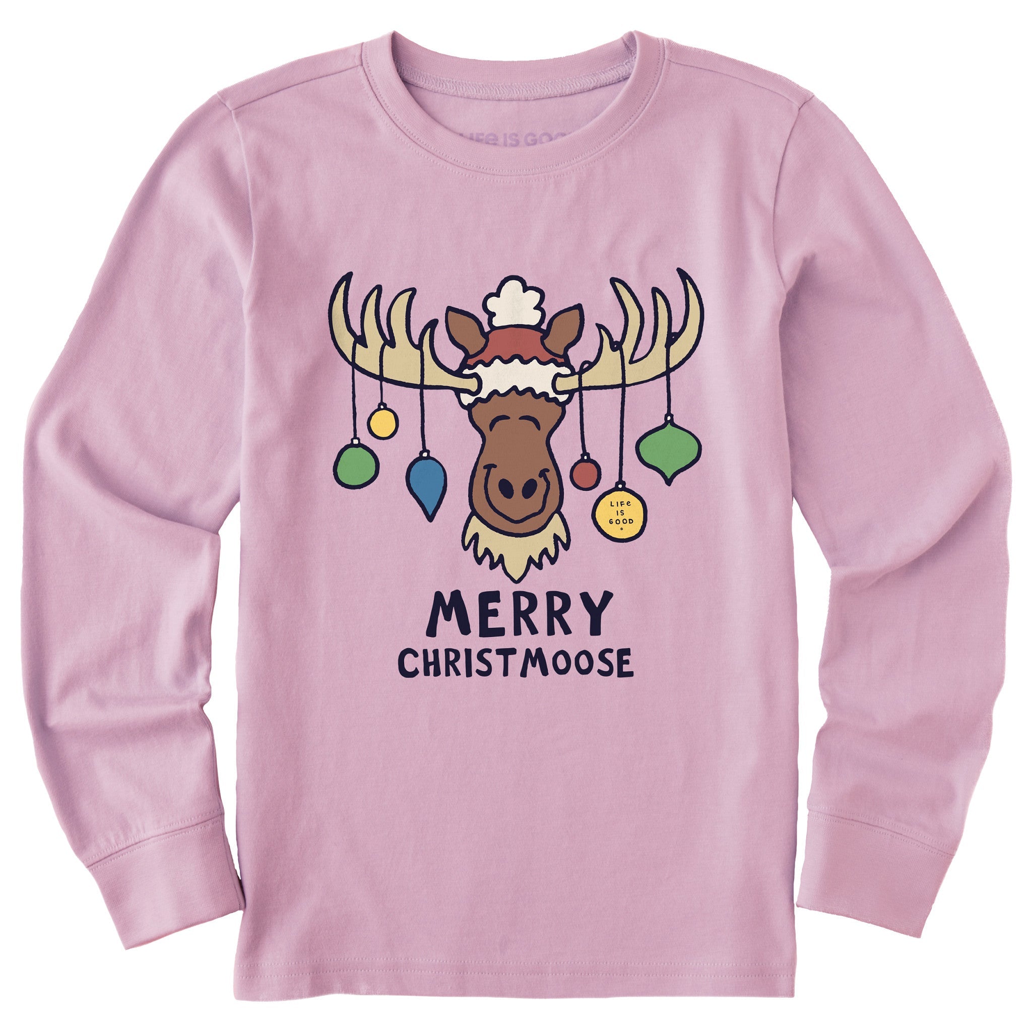Kids Merry Christmoose Ornaments Vintage Long Sleeve Crusher Tee