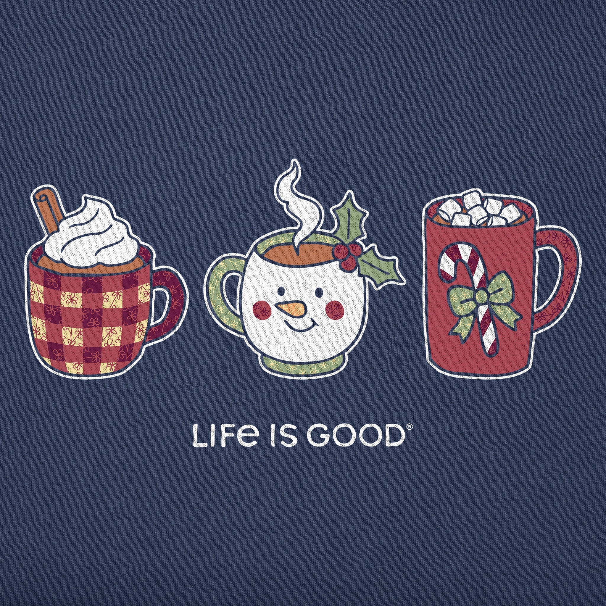 Women's Christmas Mug Trio Long Sleeve Crusher Vee