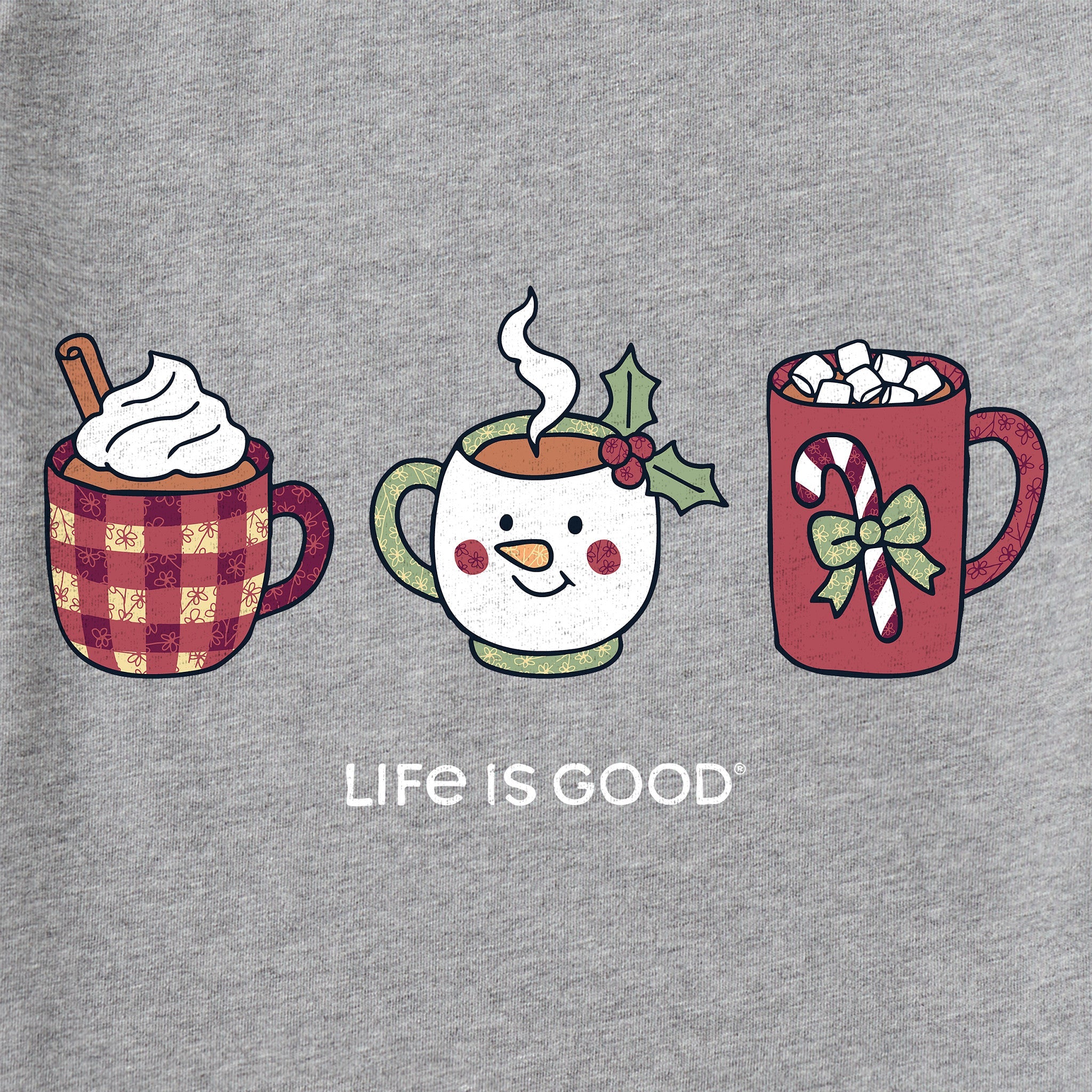 Women's Christmas Mug Trio Long Sleeve Crusher Vee