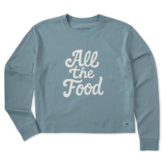 Women's All the Food Script Long Sleeve Crusher Boxy Tee