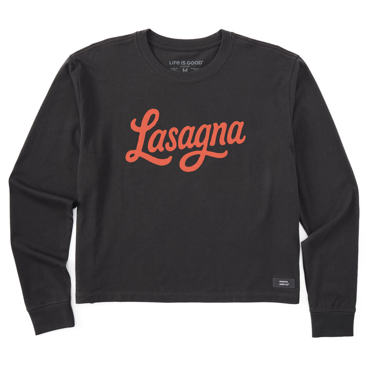 Women's Lasagna Script Long Sleeve Crusher Boxy Tee
