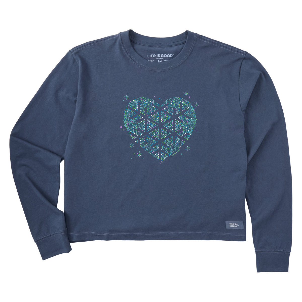 Women's Heart Snowflake Long Sleeve Crusher Boxy Tee