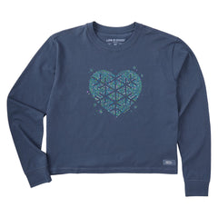 Women's Heart Snowflake Long Sleeve Crusher Boxy Tee
