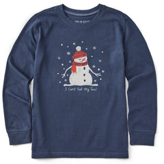 Kids I Can't Feel My Toes Snowman Long Sleeve Crusher Tee