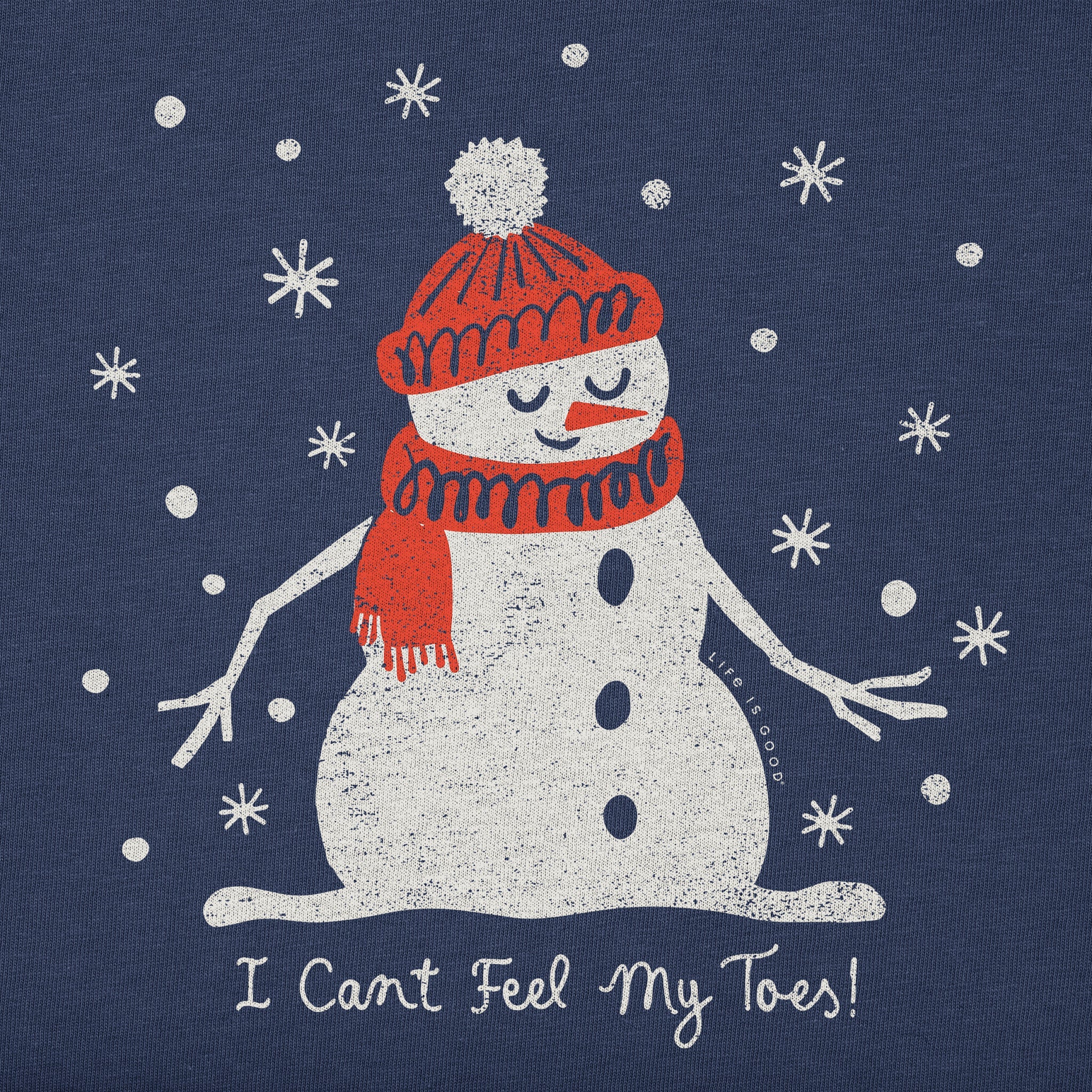 Kids I Can't Feel My Toes Snowman Long Sleeve Crusher Tee