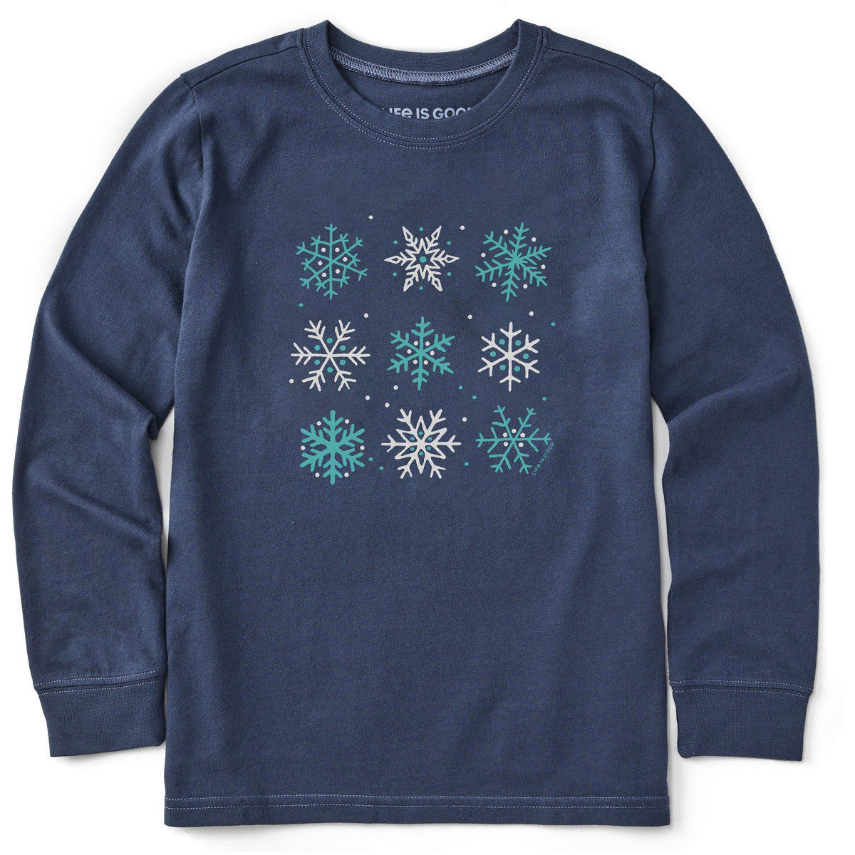 Kids Nine Snowflakes Long Sleeve Crusher Tee