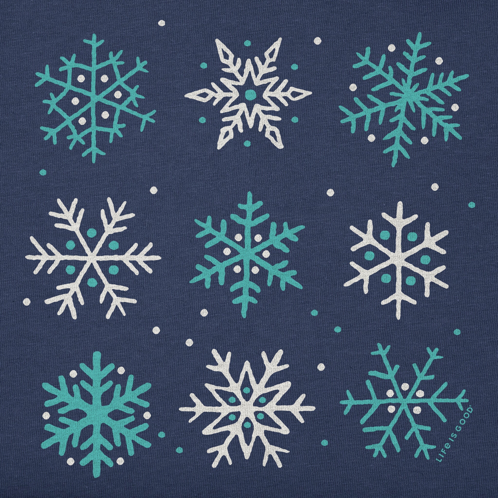 Kids Nine Snowflakes Long Sleeve Crusher Tee